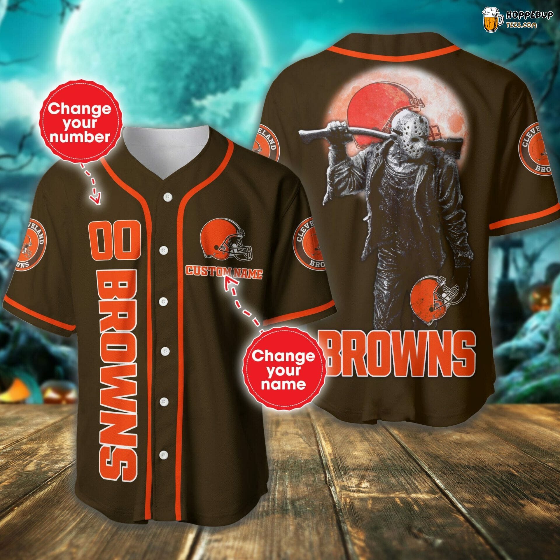 NFL Cleveland Browns Custom Name Number Jason Voorhees Baseball Jersey Unisex Shirt