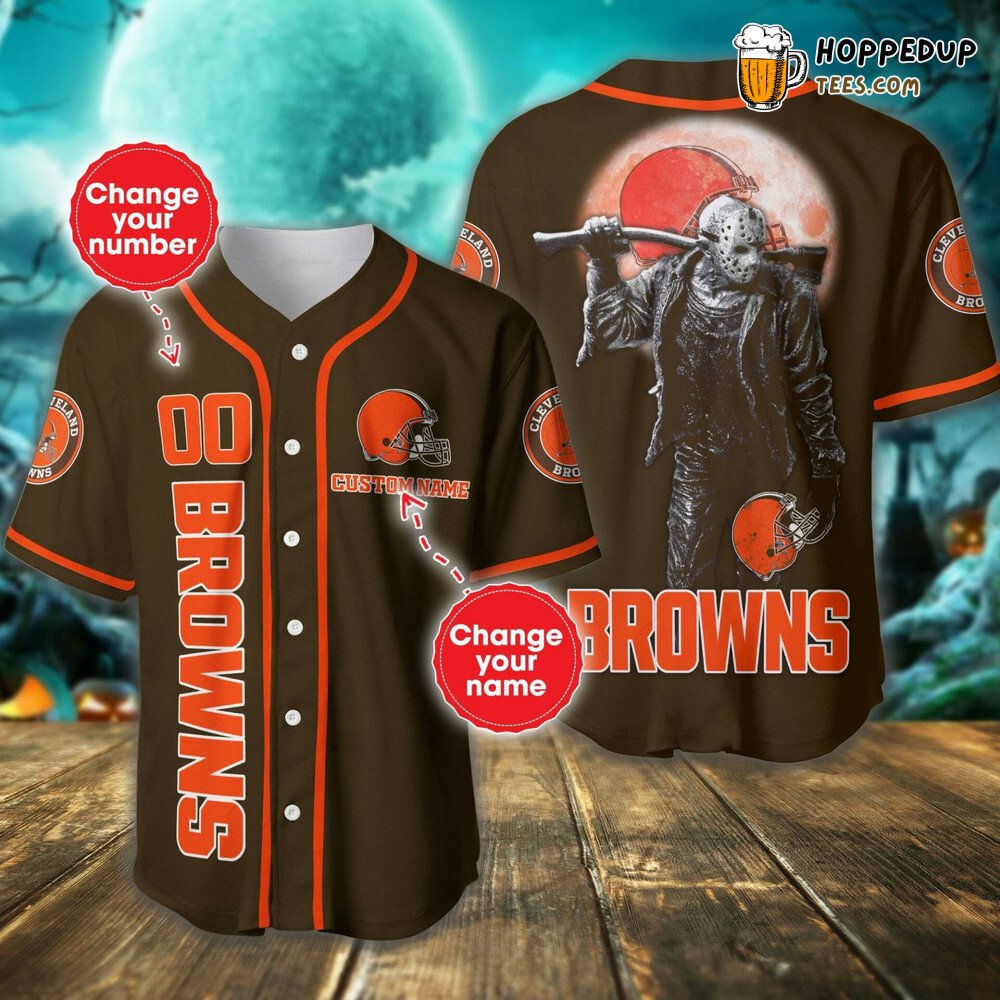 NFL Cleveland Browns Custom Name Number Jason Voorhees Baseball Jersey Unisex Shirt