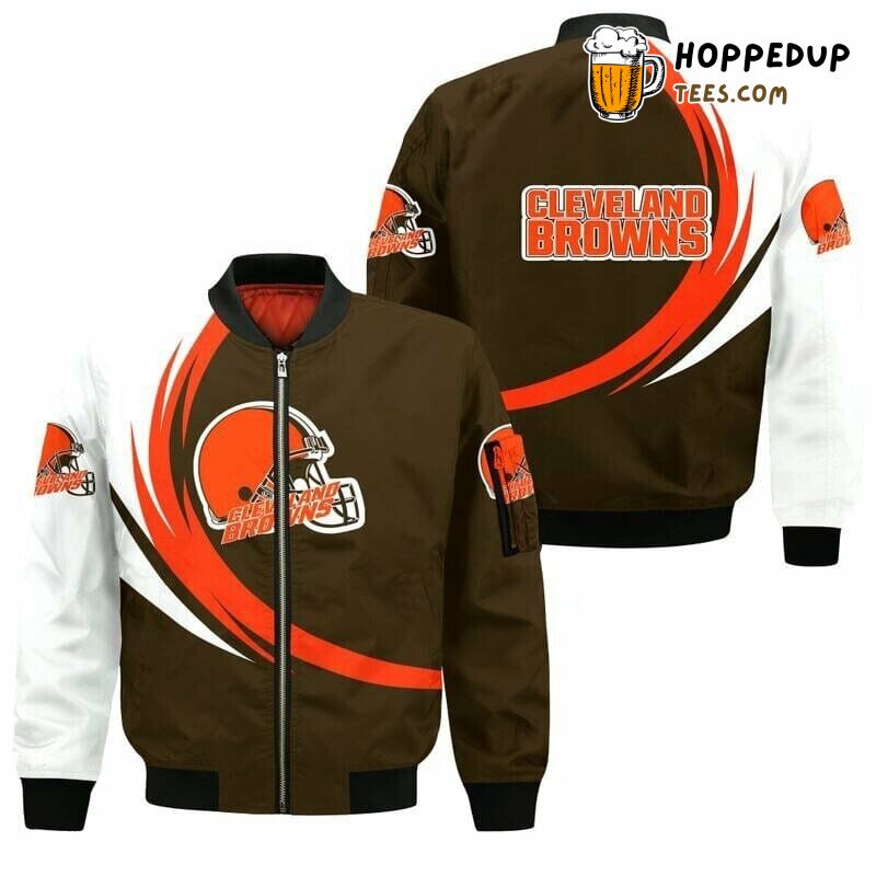 NFL Cleveland Browns Optimal White Orange Bomber Jacket Contrast