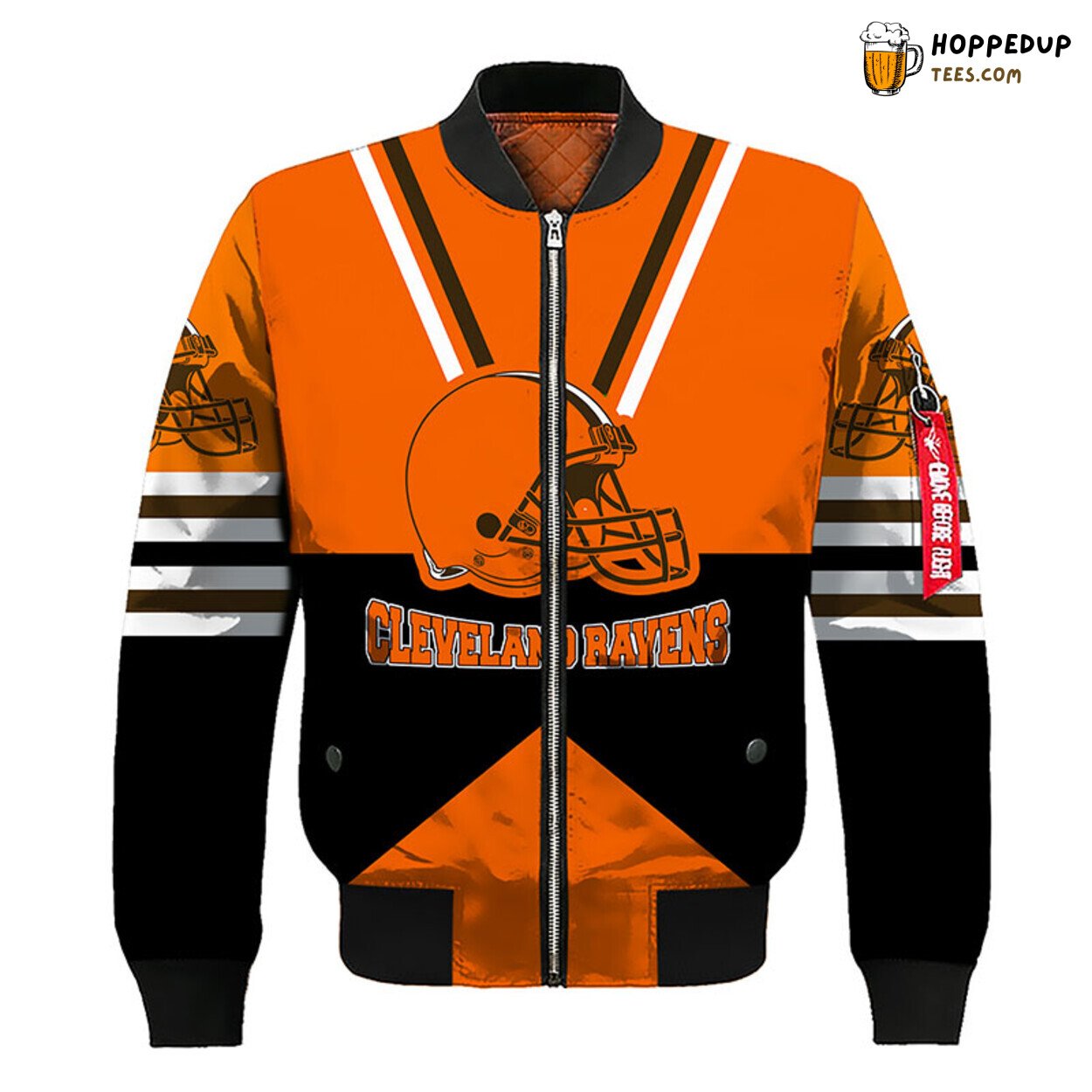 NFL Cleveland Browns Orange Brown Distinct Bomber Jacket Look