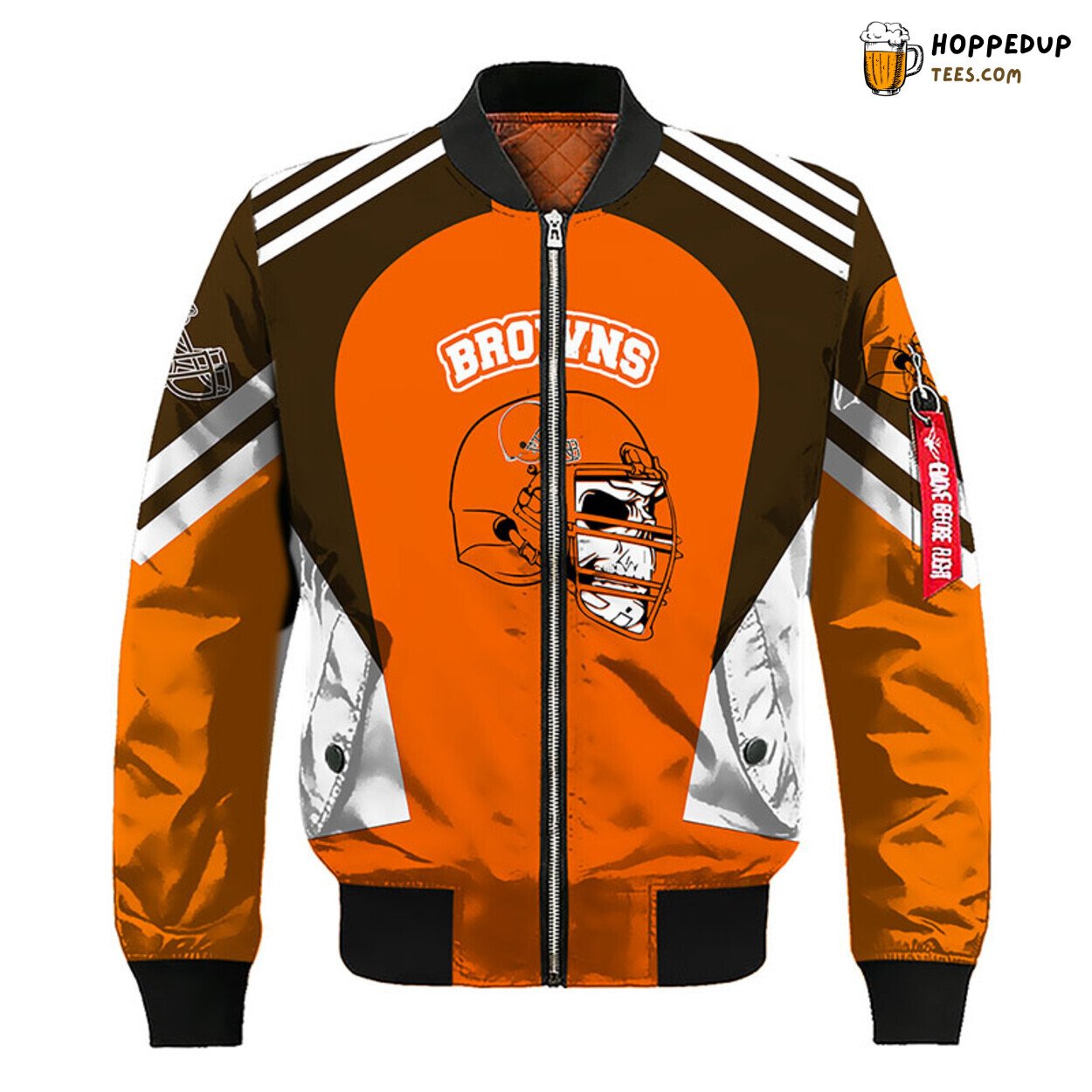NFL Cleveland Browns Skull Orange Distinct Bomber Jacket Finish