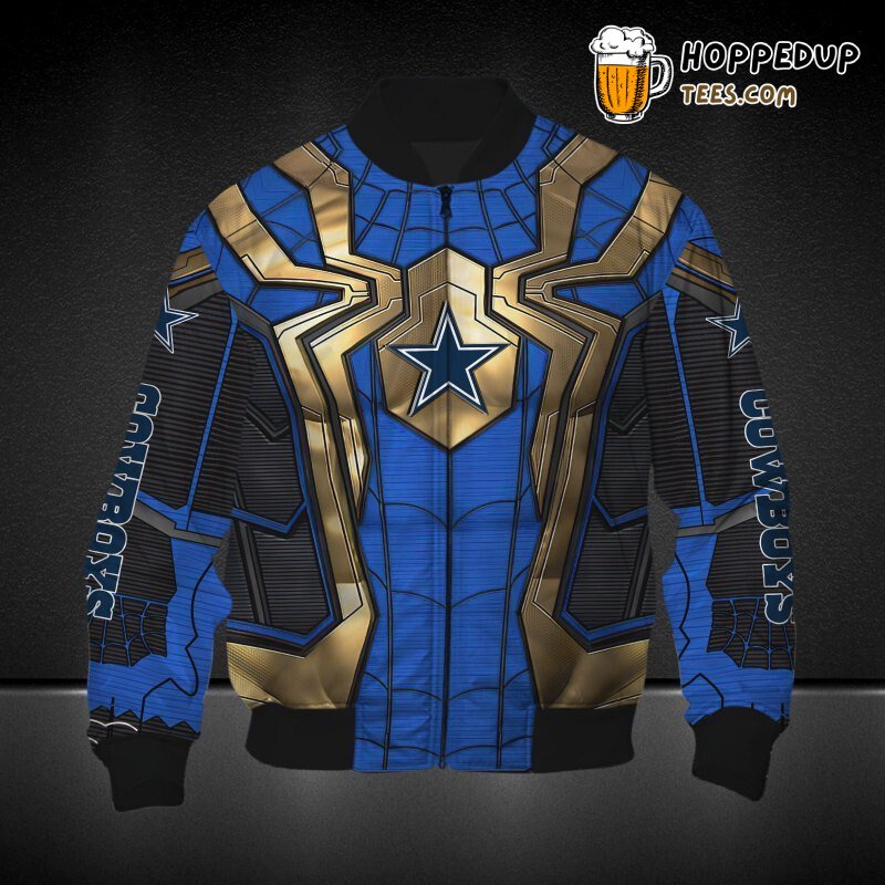 NFL Dallas Cowboys Blue Golden Spider Man Bomber Jacket