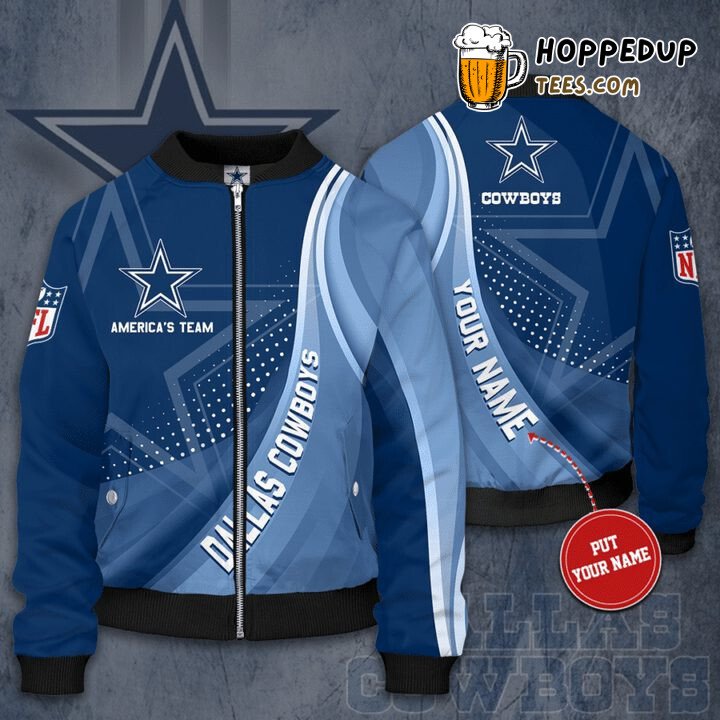 NFL Dallas Cowboys Custom Name Big Logo Bomber Jacket
