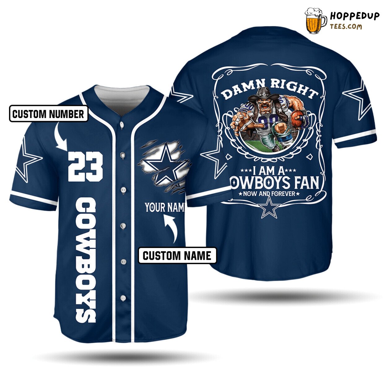 NFL Dallas Cowboys Custom Name Number Damn Right Baseball Jersey Unisex Shirt