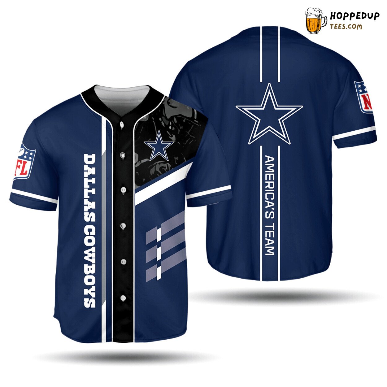 NFL Dallas Cowboys Dark Blue America Team Stripes Baseball Jersey Unisex Shirt