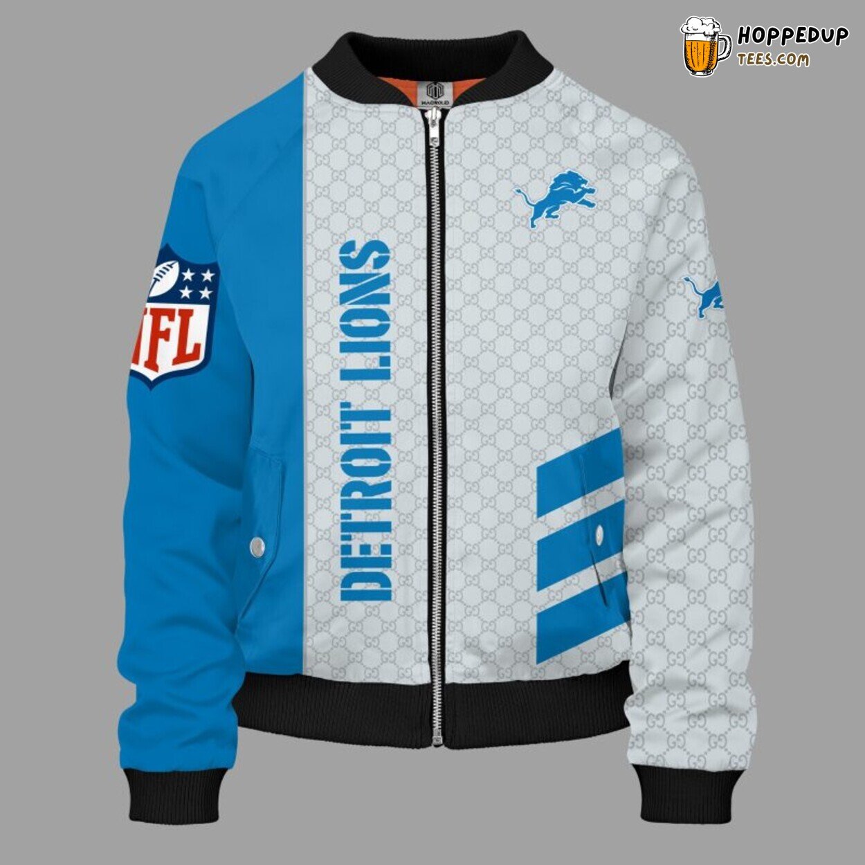 NFL Detroit Lions Authentic Bomber Jacket in Classic Blue Design
