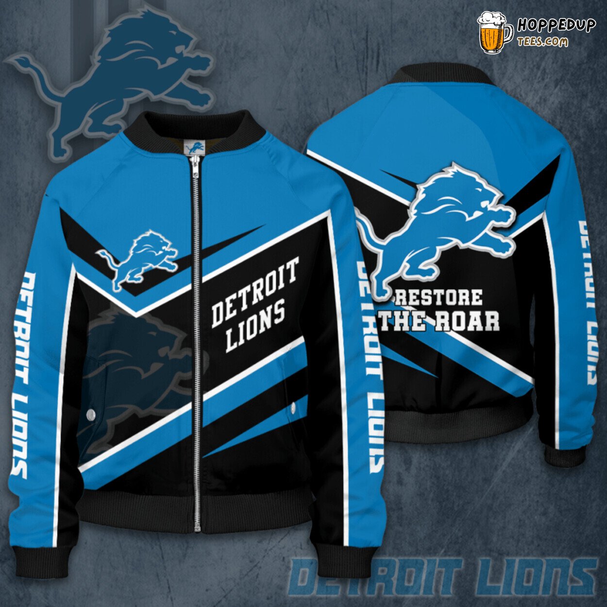 NFL Detroit Lions DL Authentic Fans Bomber Jacket Exclusive Edition