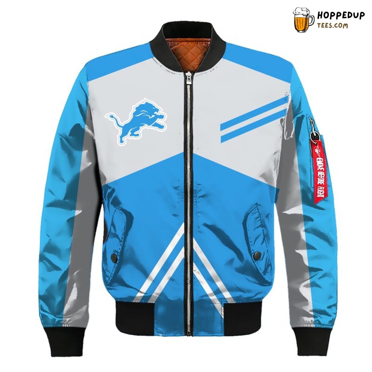 NFL Detroit Lions Premium Blue Silver Bomber Jacket Design
