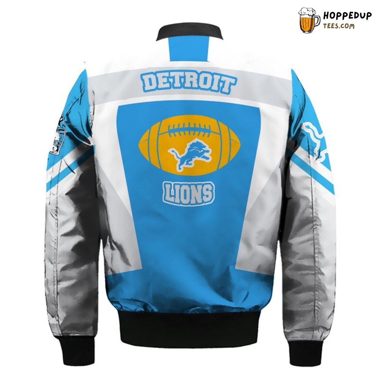 NFL Detroit Lions Premium Skull Blue Silver Bomber Jacket