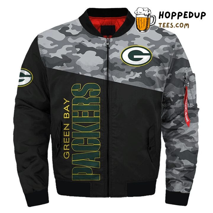 NFL Green Bay Packers Black Camo Version Bomber Jacket