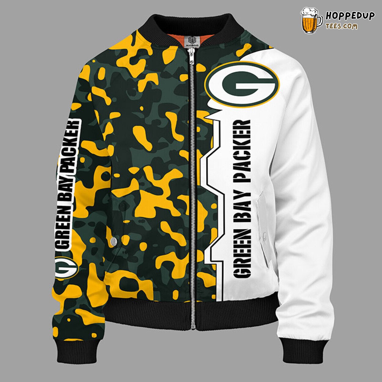 NFL Green Bay Packers Camouflage Yellow Premium Bomber Jacket