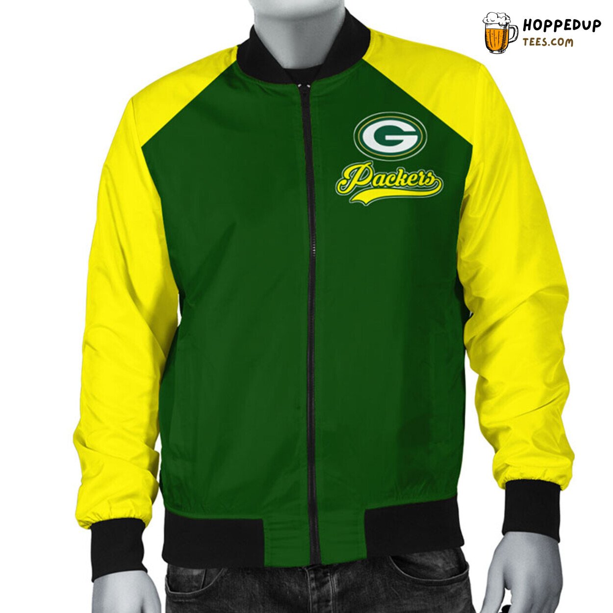 NFL Green Bay Packers Classic Green Yellow Bomber Jacket Design