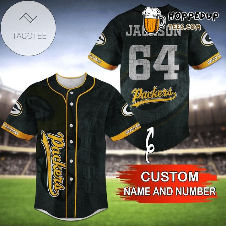 NFL Green Bay Packers Custom Name Number Black Edition Baseball Jersey Unisex Shirt