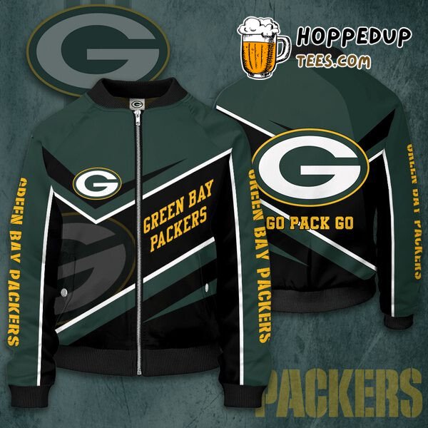NFL Green Bay Packers Green Black Go Pack Go Bomber Jacket