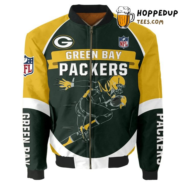 NFL Green Bay Packers Yellow Dark Fashion Bomber Jacket