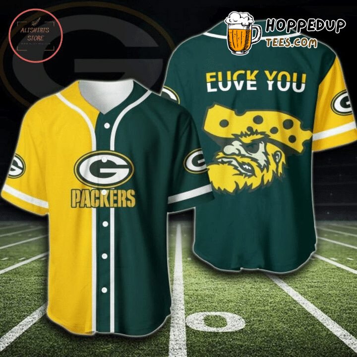 NFL Green Bay Packers Yellow Green Chesse Love You Baseball Jersey Unisex Shirt