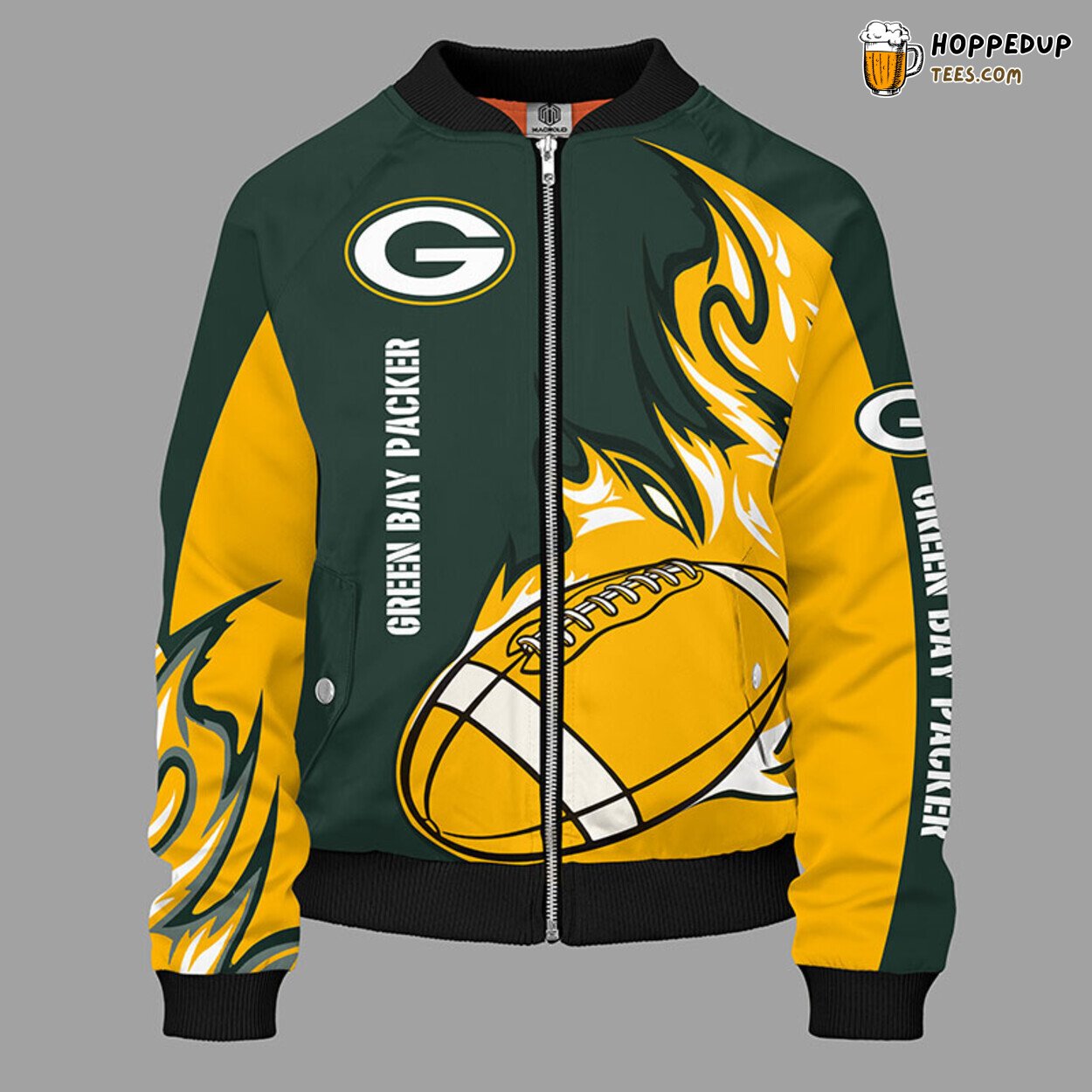 NFL Green Bay Packers Yellow Green Premium Bomber Jacket Design