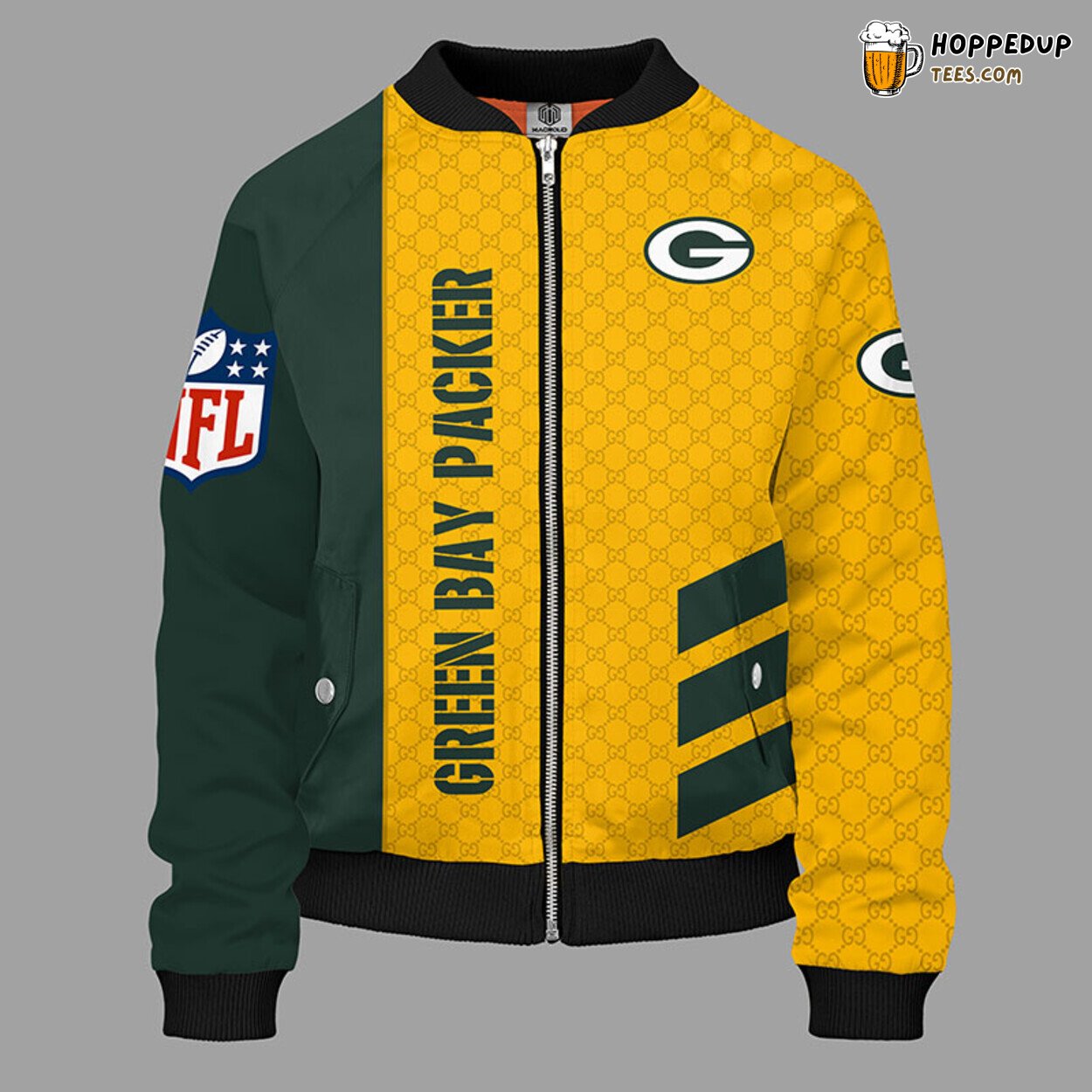 NFL Green Bay Packers Yellow Green Premium Unisex Bomber Jacket