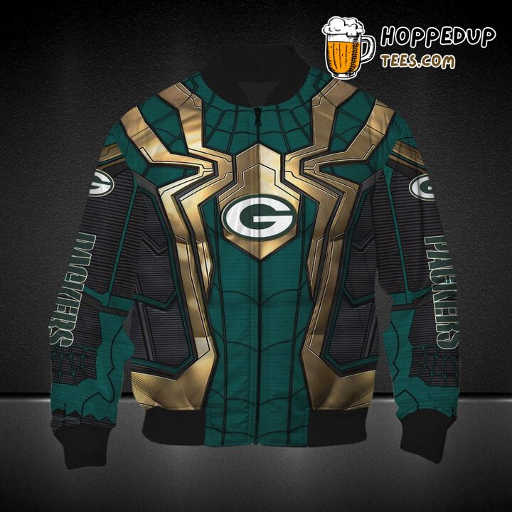NFL Green Bay Packers Yellow Spider Man Edition Bomber Jacket