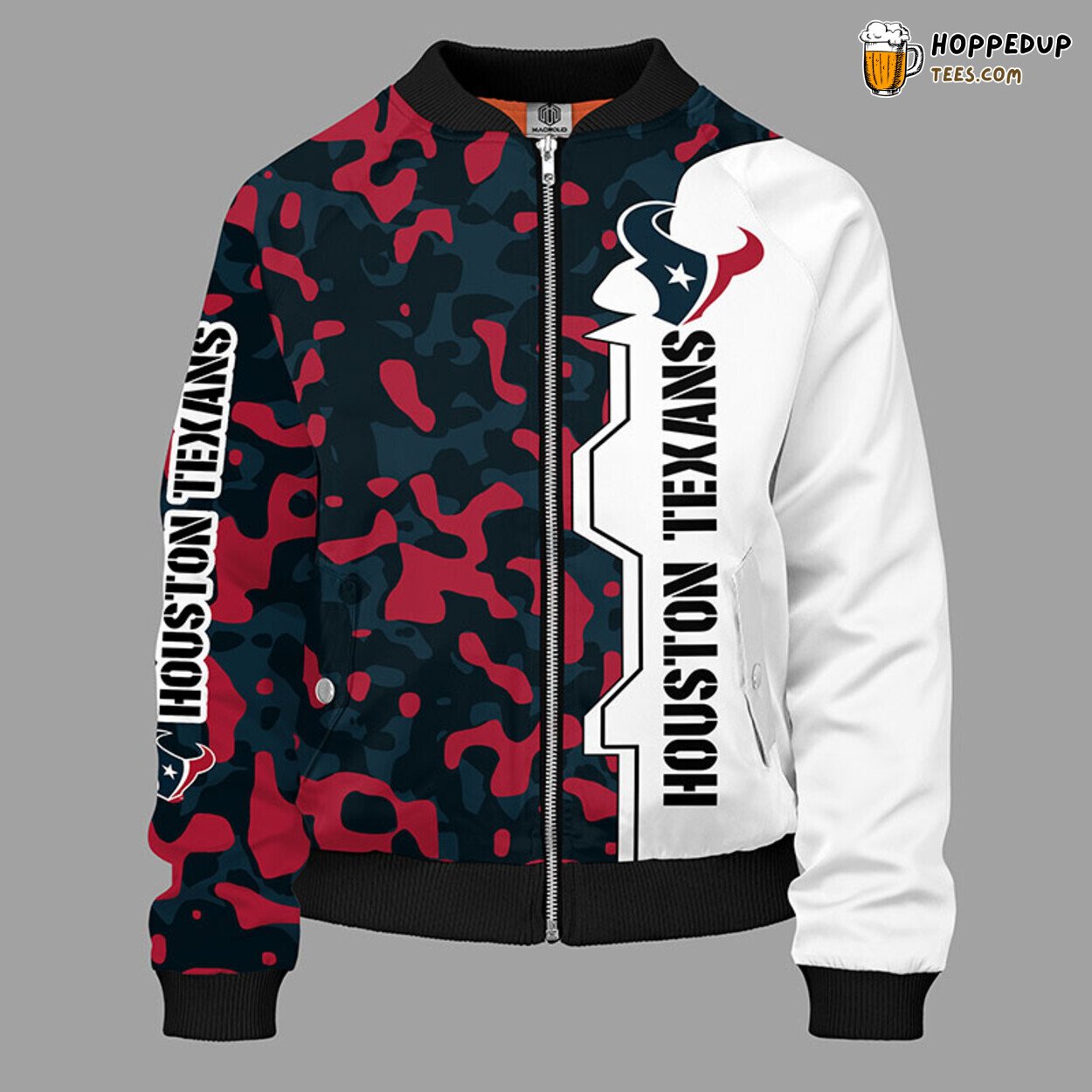 NFL Houston Texans Unique Camouflage Red Bomber Jacket Design