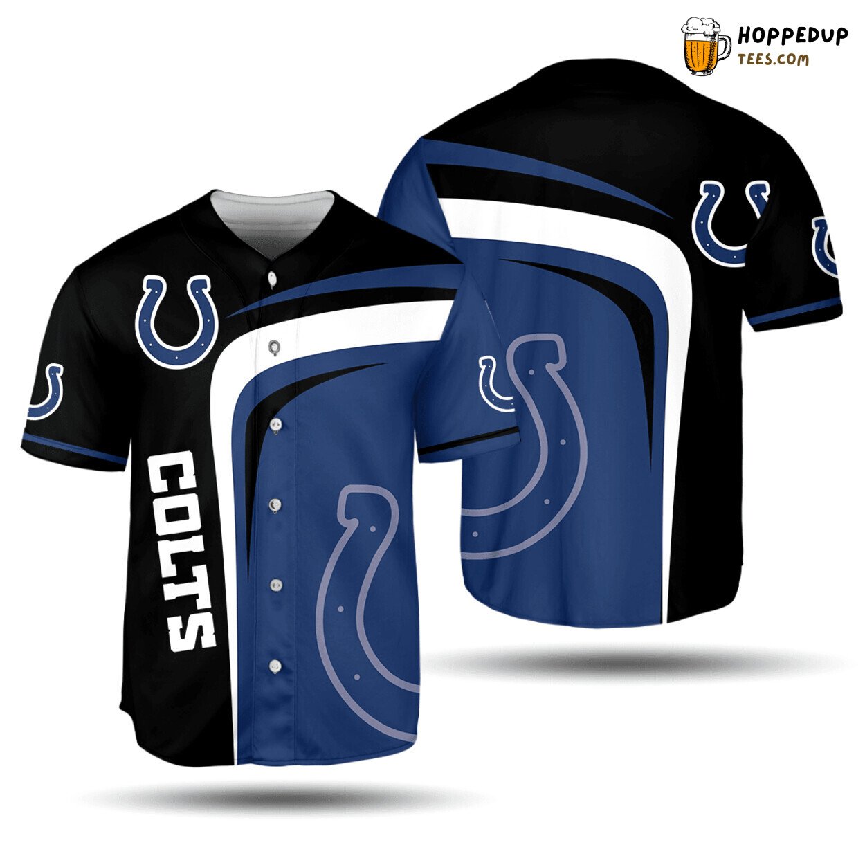 NFL Indianapolis Colts Blue Black Baseball Jersey Unisex Shirt