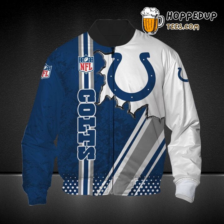 NFL Indianapolis Colts Blue White Bomber Jacket