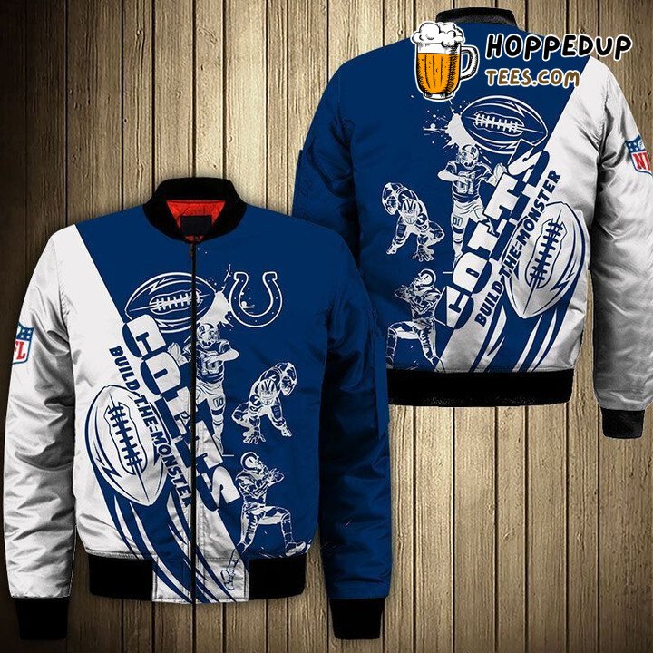 NFL Indianapolis Colts Blue White Heritage Bomber Jacket Trim