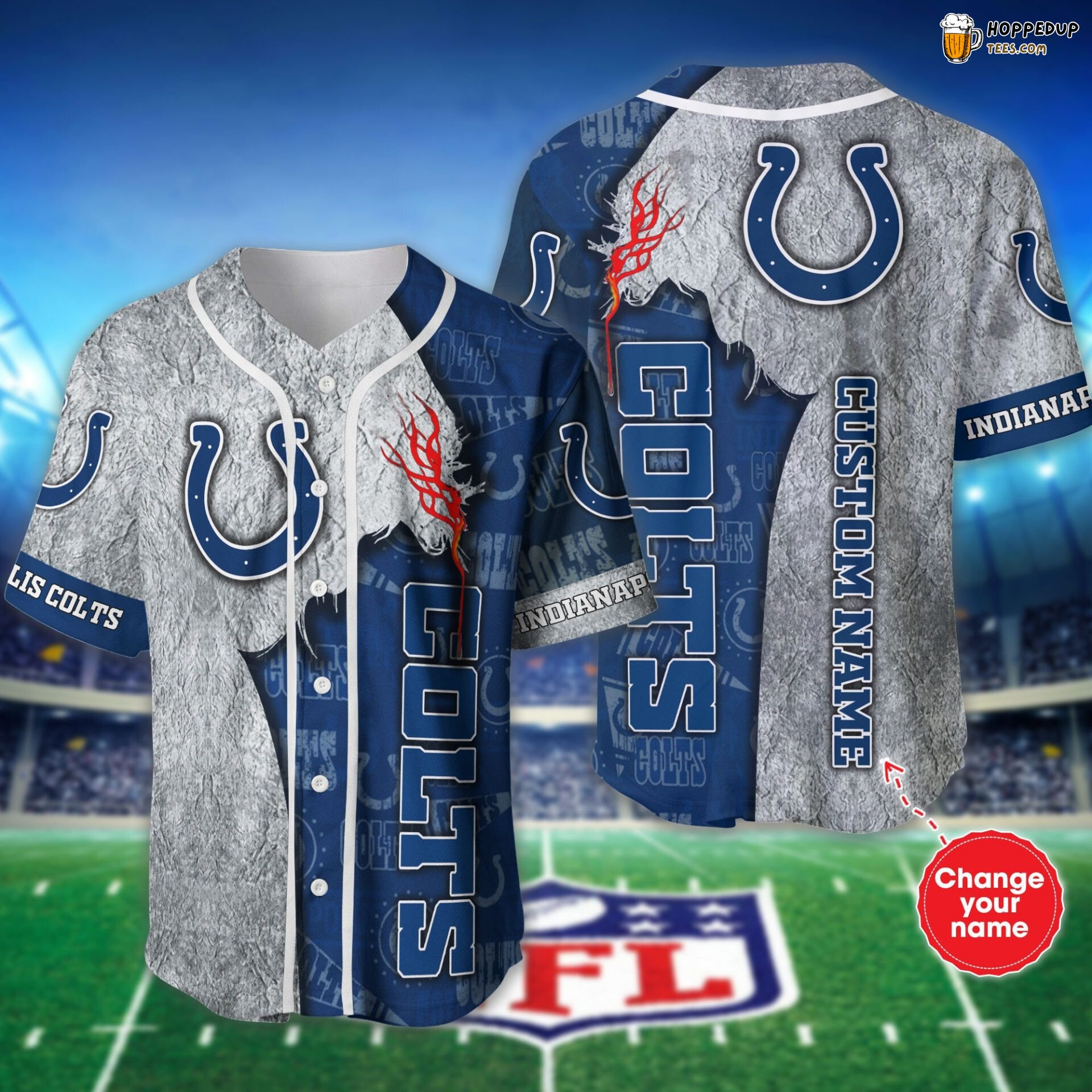 NFL Indianapolis Colts Custom Name Blue Grey Baseball Jersey Unisex Shirt