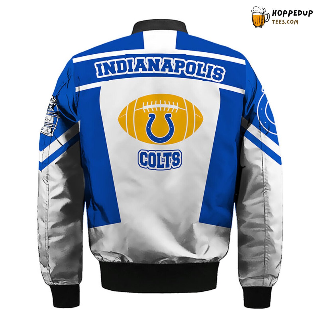 NFL Indianapolis Colts Skull Silver Blue Premium Bomber Jacket