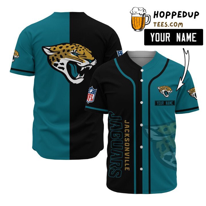 NFL Jacksonville Jaguars Custom Name Black Teal Baseball Jersey Unisex Shirt