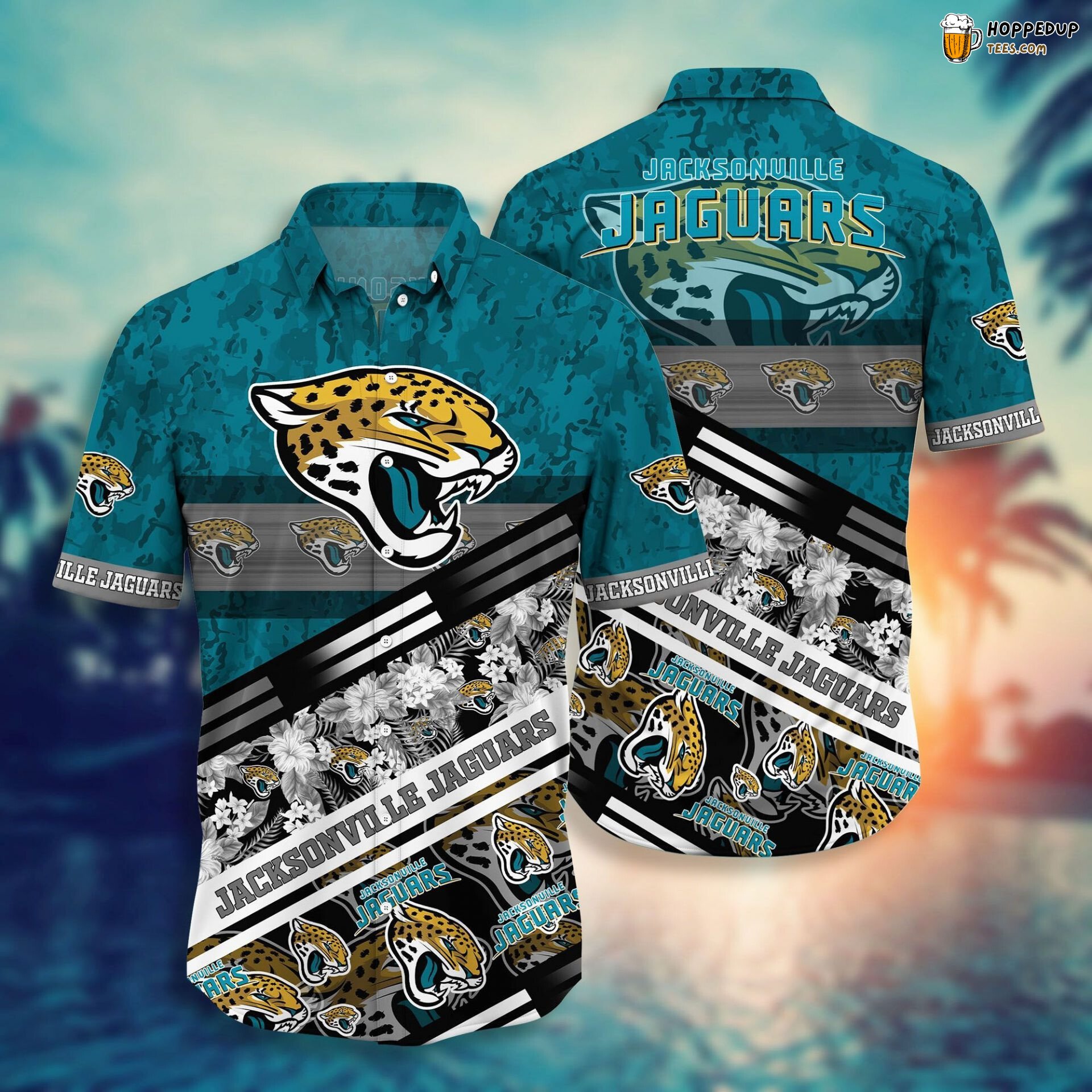 NFL Jacksonville Jaguars Flower Teal Baseball Jersey Unisex Shirt
