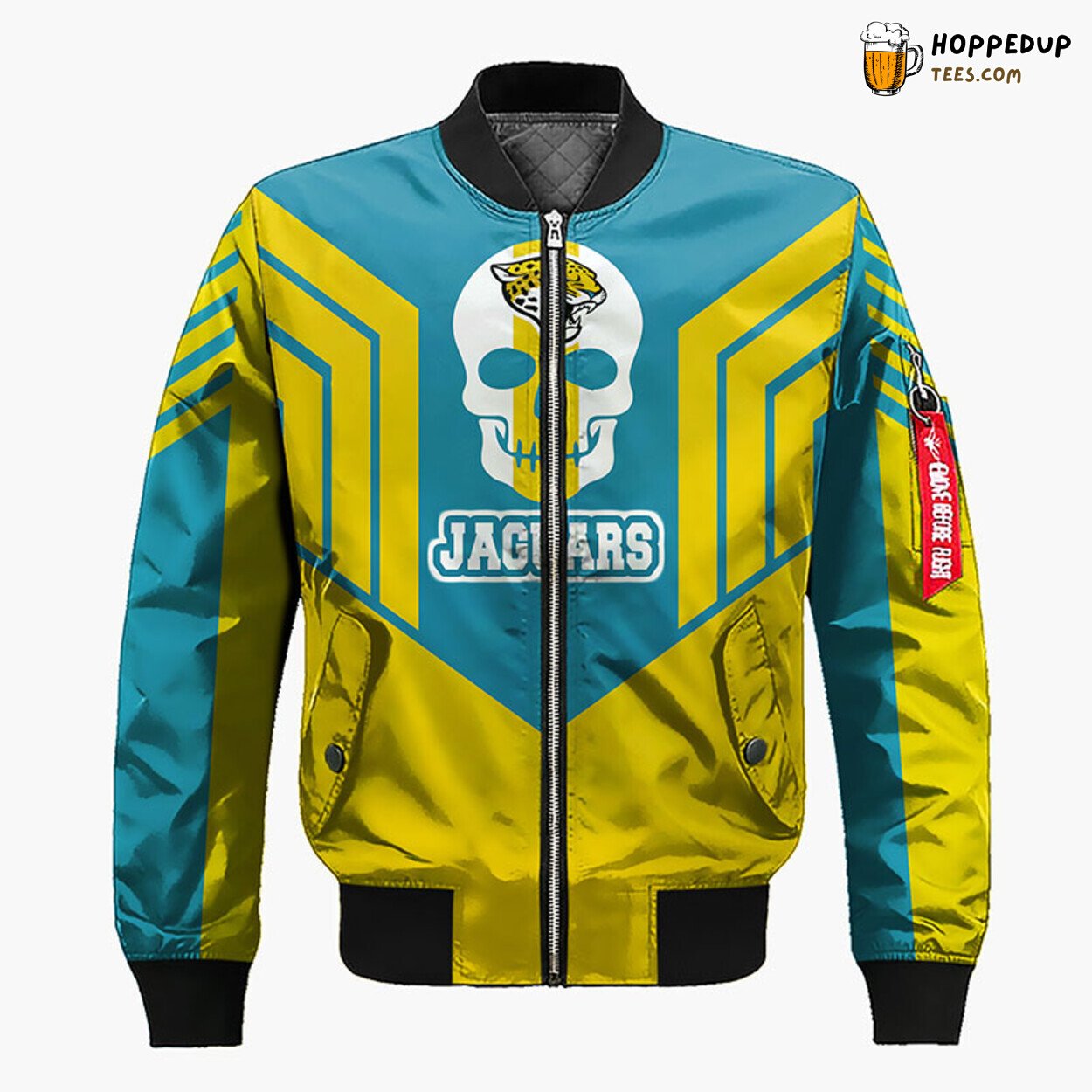 NFL Jacksonville Jaguars Premium Skull Yellow Blue Bomber Jacket