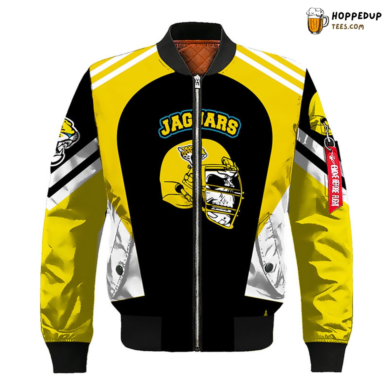 NFL Jacksonville Jaguars Skull Yellow Black Bomber Jacket Design