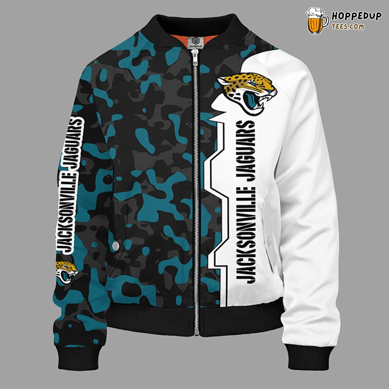 NFL Jacksonville Jaguars Unique Camouflage Green Bomber Jacket