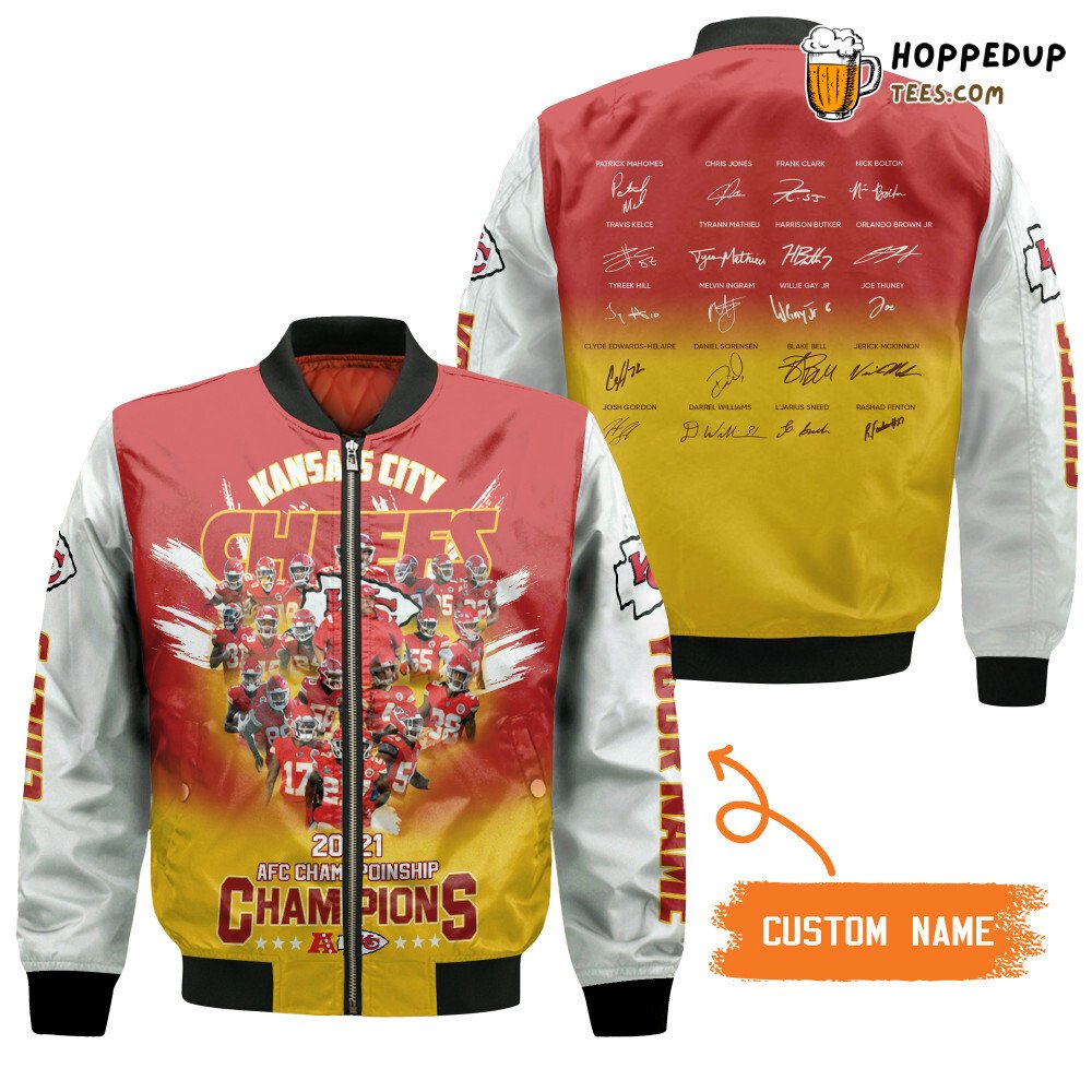NFL Kansas City Chiefs Custom Name Champions 2021 Bomber Jacket