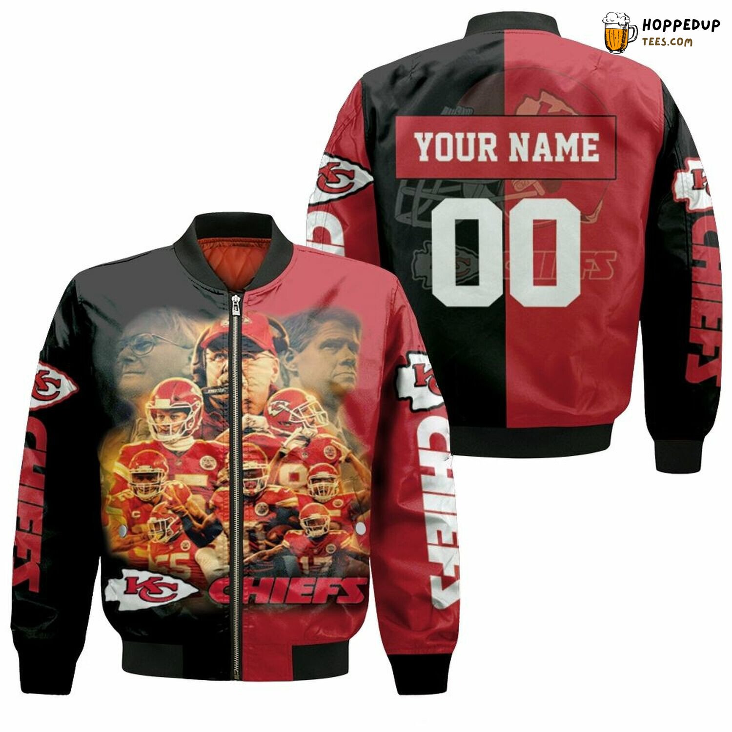 NFL Kansas City Chiefs Custom Name Number Red Black Super Bowl Champion Bomber Jacket