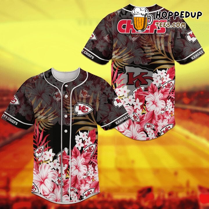 NFL Kansas City Chiefs Light Red Flower Baseball Jersey Unisex Shirt