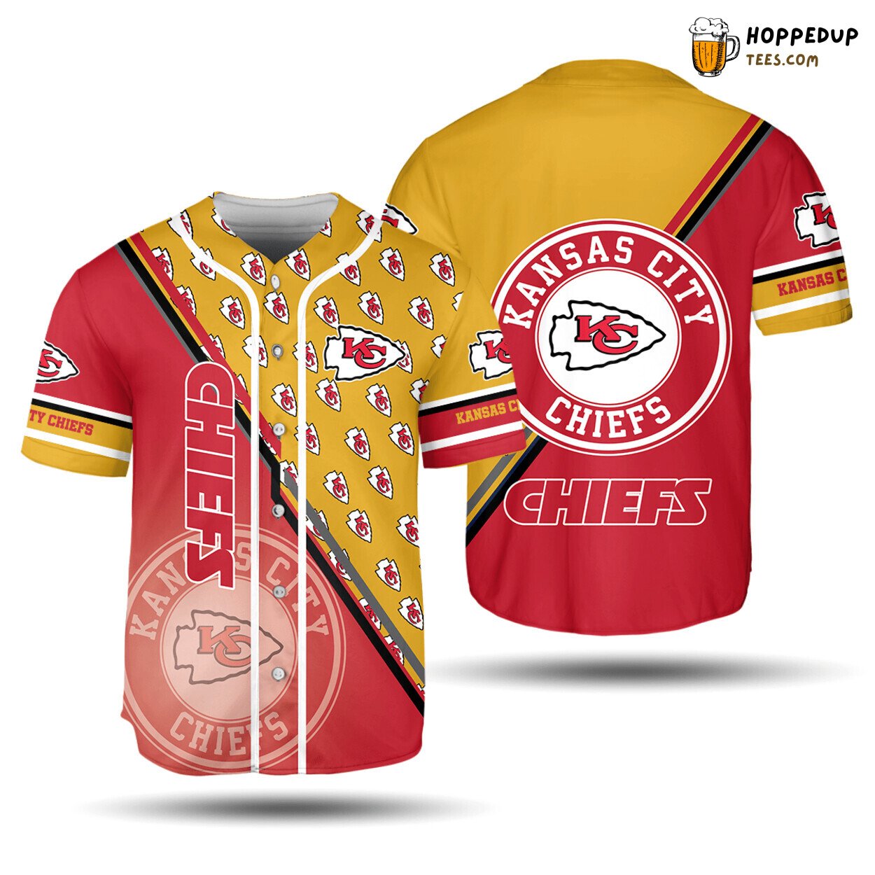 NFL Kansas City Chiefs Red Gold Baseball Jersey Unisex Shirt