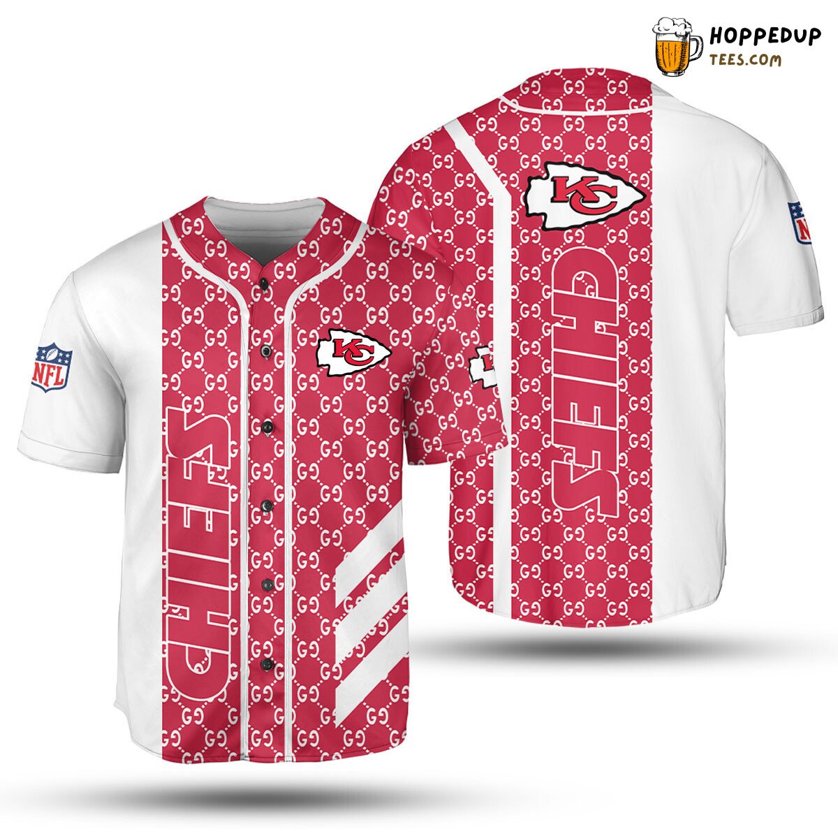 NFL Kansas City Chiefs Red White Baseball Jersey Unisex Shirt