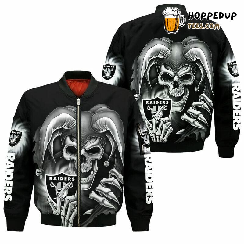 NFL Las Vegas Raiders Black Skull Demon Bomber Jacket