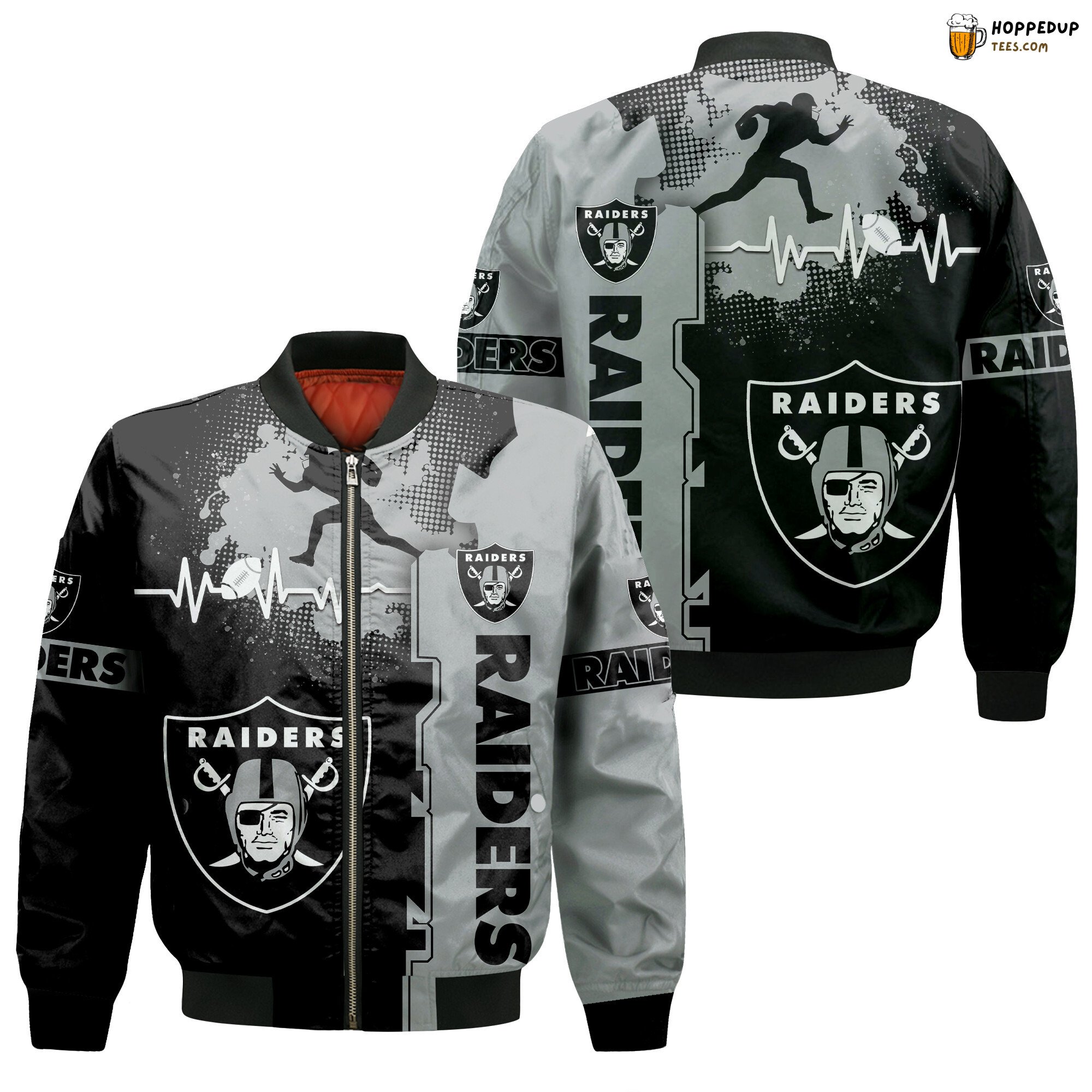 NFL Las Vegas Raiders Bold Black Silver Bomber Jacket Edition
