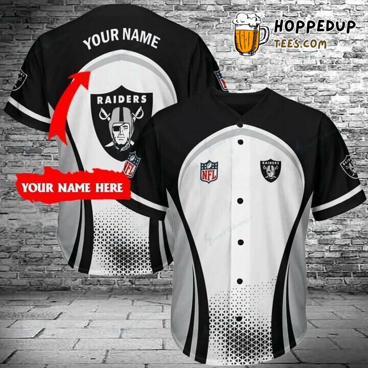 NFL Las Vegas Raiders Custom Name White Black Baseball Jersey Unisex Shirt