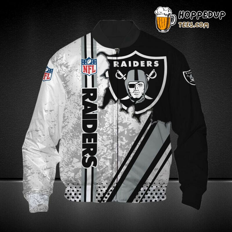 NFL Las Vegas Raiders Elegant Black White Design Bomber Jacket