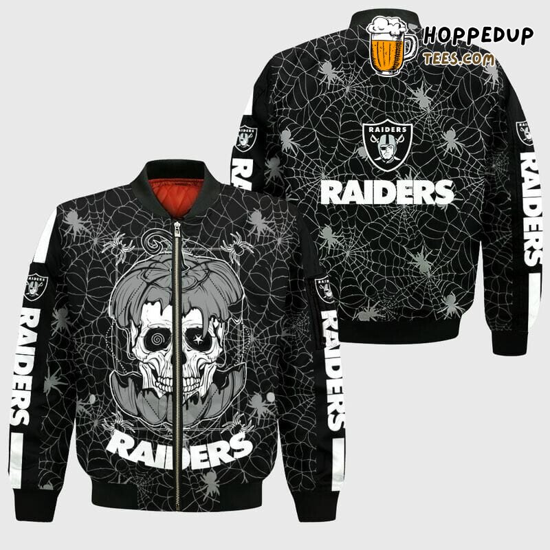 NFL Las Vegas Raiders Halloween Skull Black Bomber Jacket