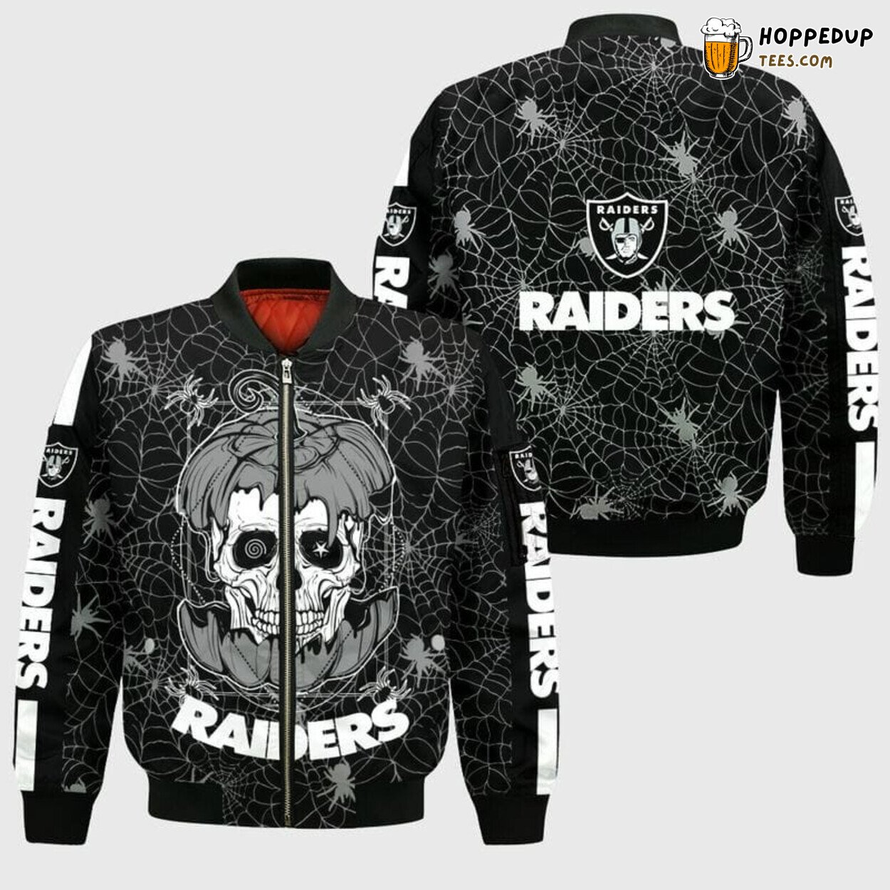 NFL Las Vegas Raiders Halloween Skull Black Bomber Jacket Design