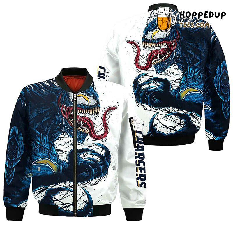 NFL Los Angeles Chargers Black Blue Monster Bomber Jacket