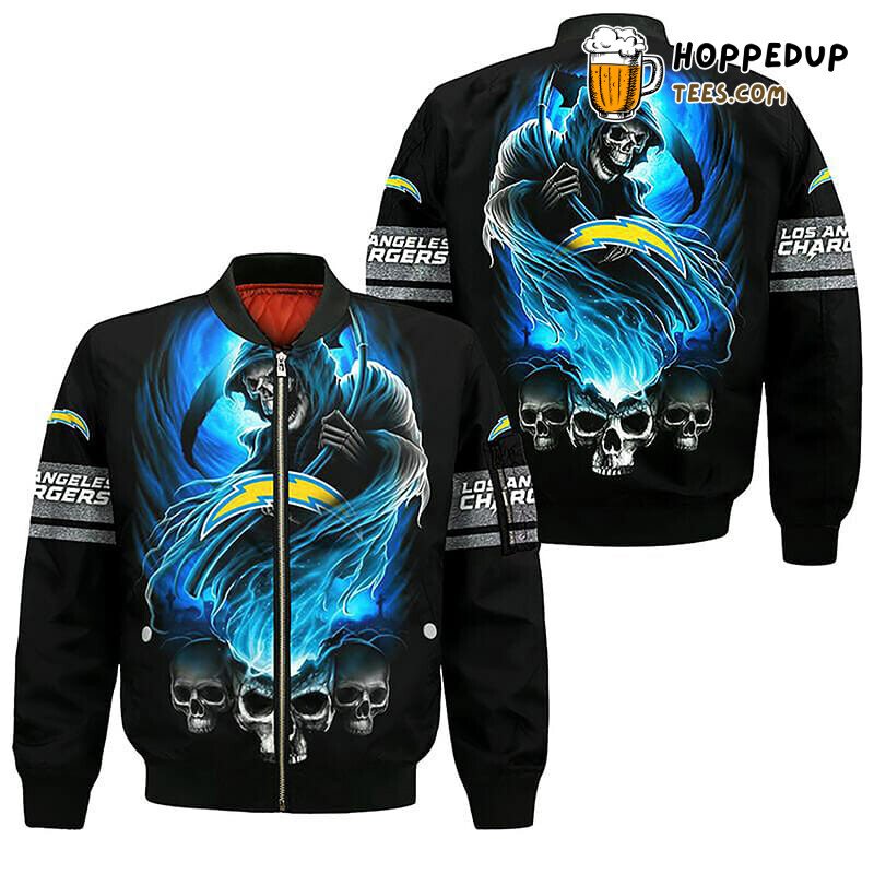 NFL Los Angeles Chargers Black Blue Skull Bomber Jacket