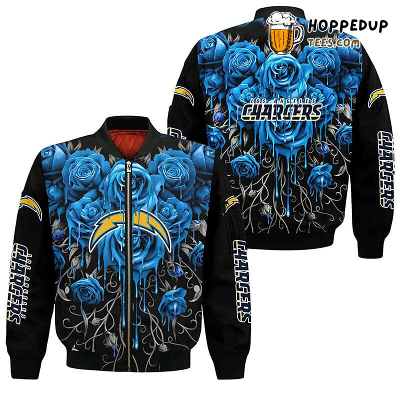 NFL Los Angeles Chargers Blue Rose Black Bomber Jacket
