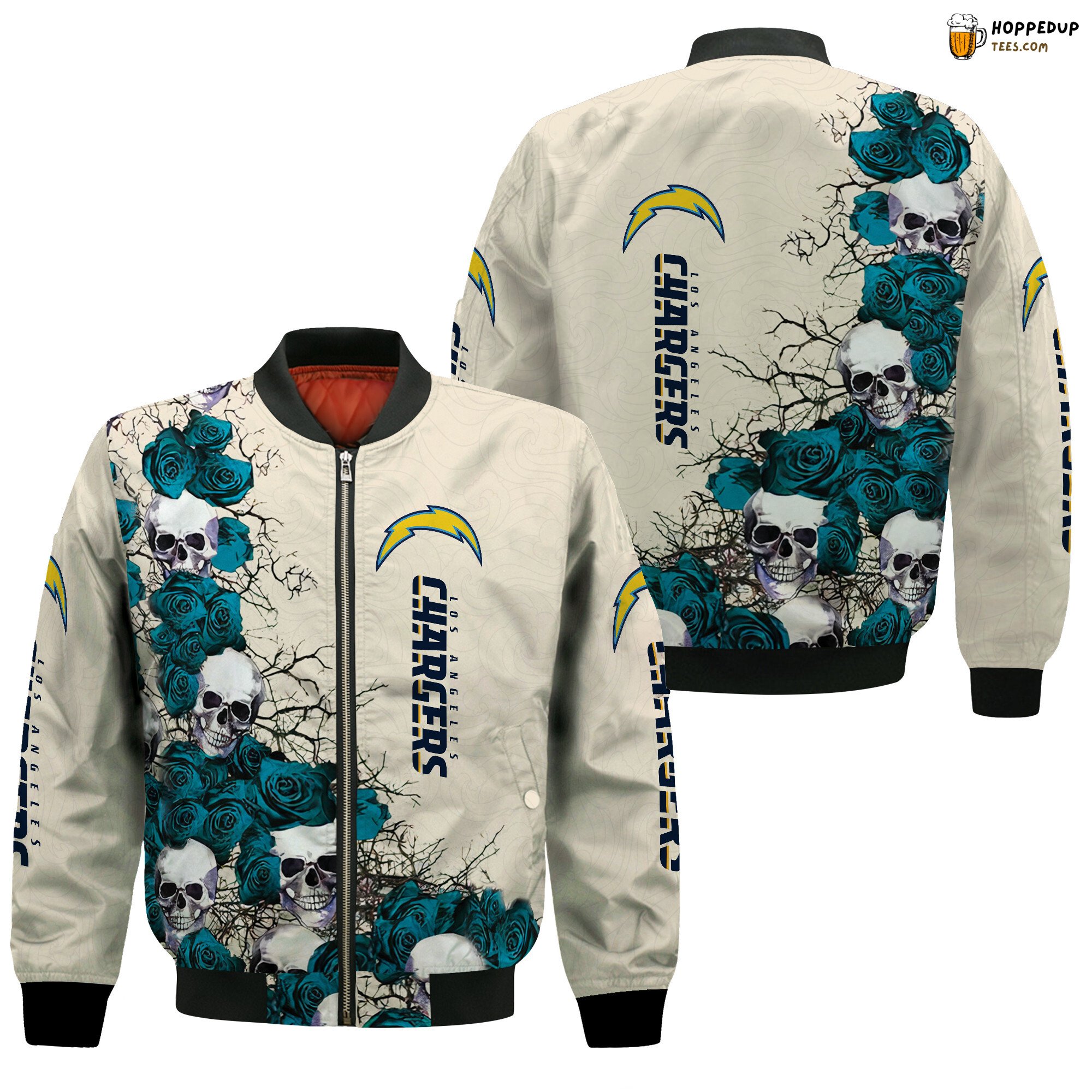 NFL Los Angeles Chargers Creamy Blue Skull Bomber Jacket