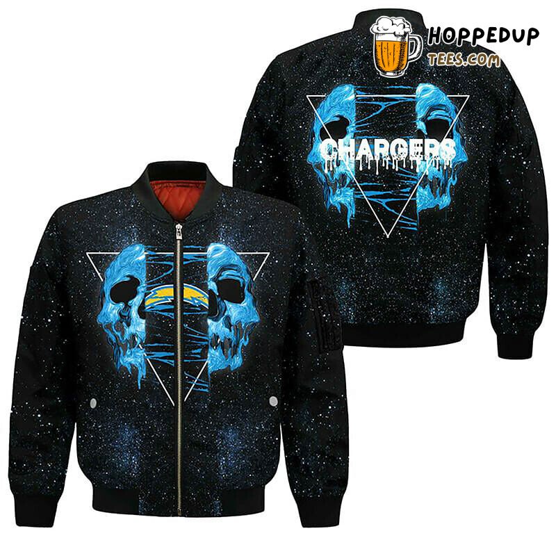 NFL Los Angeles Chargers Skull in Black and Blue Bomber Jacket